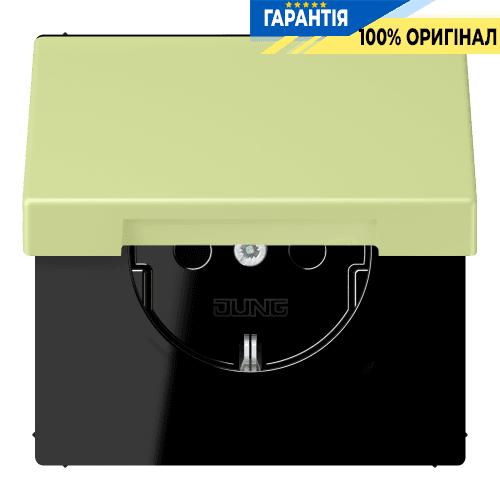 Розетка із заземленням з кришкою та шторками 250V 16A, пружинний затиск JUNG LC1520BFKIKL222 vert jaune clair