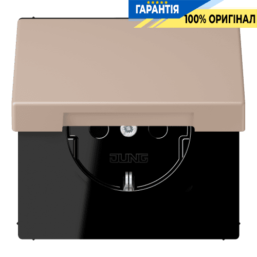 Розетка з заземленням з кришкою та шторками 250В 16А пружинний затиск JUNG LC1520BFKIKL240 ombre brûlée claire (32131)