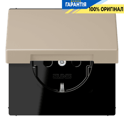 Розетка з заземленням з кришкою та шторками 250V 16A пружинний затиск JUNG LC1520BFKIKL243 ombre naturelle claire (32142)