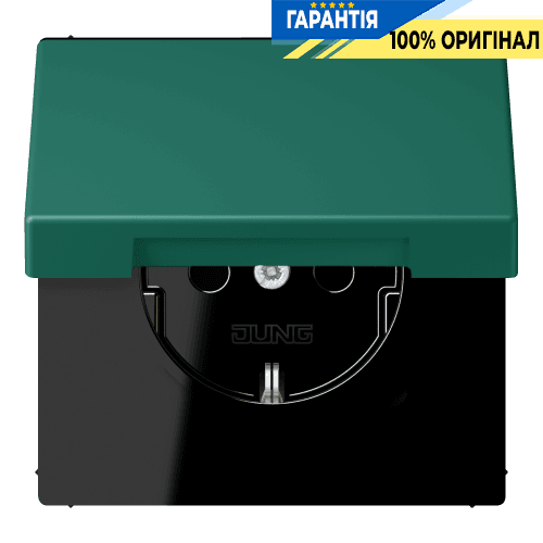 Розетка з заземленням 250V 16A з кришкою та шторками, гвинтовий затиск JUNG LC1521BFKIKL216 vert anglais