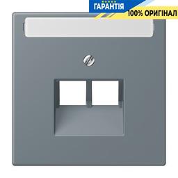 Накладка для 2-ї комп’ютерної розетки UAE з полем для напису JUNG LC969-2NAUA251 gris 59