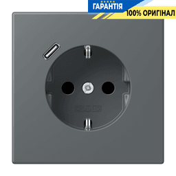 Розетка з заземленням та USB тип C JUNG LC1520-18C202 gris foncé 31 (32010)