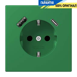 Розетка з заземленням та USB тип AC JUNG LC1520-15CA219 vert foncé (32050)