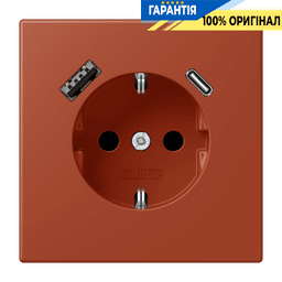 Розетка з заземленням та USB тип AC JUNG LC1520-15CA232 l'ocre rouge (32110)