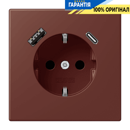 Розетка з заземленням та USB тип AC JUNG LC1520-15CA235 terre sienne brûlée 31 (32120)