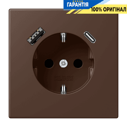 Розетка з заземленням та USB тип AC JUNG LC1520-15CA239 terre d’ombre brûlée 31 (32130)