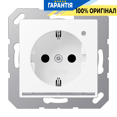 Розетка SCHUKO з LED підсвіткою біло-сніжна матова JUNG A1520-OWWMLNW