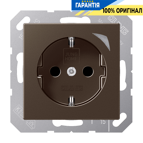 Розетка з заземленням 250V 16А з шторками JUNG HOME Energy BTA1521SEMO мокко