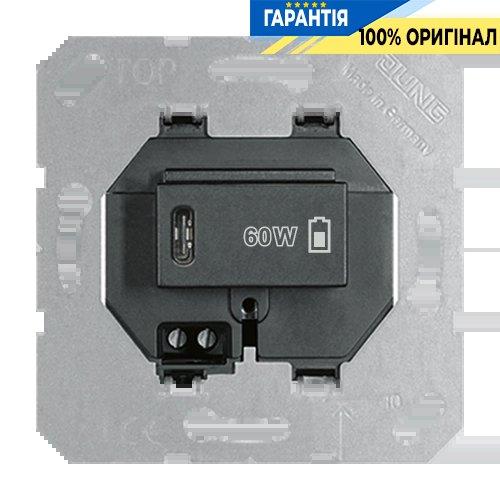 Механізм розетки USB Type-C з Power Delivery 5В DC 60Вт JUNG USBPD60CSW