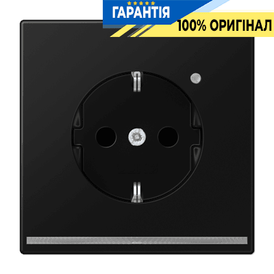 Розетка з заземленням, захисними шторками та підсвіткою JUNG LS1520-OSWMLNW, чорний графіт матовий