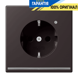 Розетка з заземленням, захисними шторками та підсвіткою JUNG AL1520-ODLNW Dark