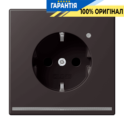 Розетка з заземленням, захисними шторками та підсвіткою JUNG AL1520-ODLNW Dark