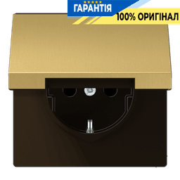 Розетка з заземленням з кришкою JUNG ME1520KLC латунь Classic
