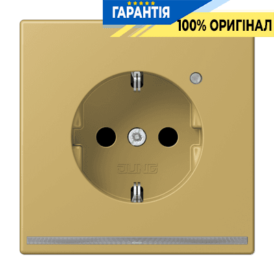 Розетка з заземленням, захисними шторками та підсвіткою JUNG ME1520-OCLNW латунь Classic