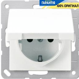 Розетка з заземленням з кришкою IP44 біла JUNG AS1520BFKLWW