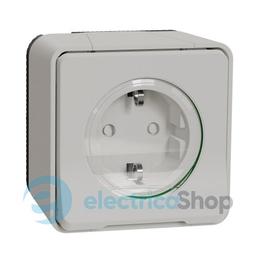 Розетка з з/к та шторками IP55, біла, зовнішній монтаж Mureva Styl Schneider Electric MUR39034