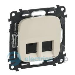 Розетка комп'ютерна подвійна RJ45 UTP 6 cat. Valena ALLURE 753843 слонова кістка