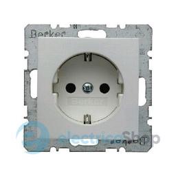 Розетка з з/к, з «захистом від дітей» Berker для колекцій S.1/B.3/B.7 GLAS, колір «полярно-білий, матовий», 47231909