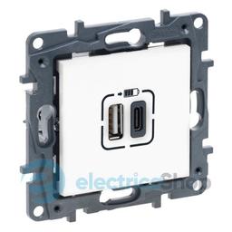 Розетка USB Тип А+C 12Вт+15Вт 5 В Legrand NILOE STEP 863140 колір білий