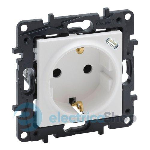 Розетка із з/к 16 A + USB Тип C 1,5 A 250 В автоматичні клеми Legrand NILOE STEP 864127 колір білий