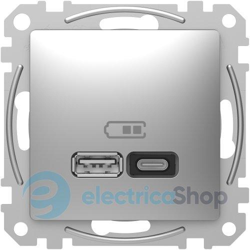 Розетка USB тип A+C (45 Вт) SE Sedna Design SDD113404 алюміній