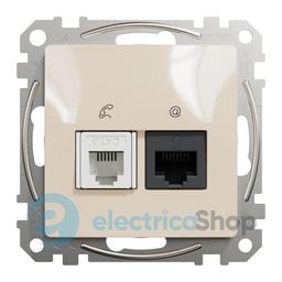 Розетка телекомунікаційна RJ45+RJ11 6UTP Sedna Design SDD112468 бежевий