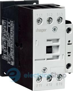 Контактор корпусний 3P + 1НВ, 24В-DС, 32А AC-3, Hager EV03210E