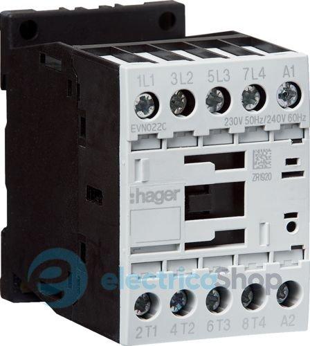 Контактор корпусний 4P, 230В-АС, 22А AC-1, Hager EVN022C