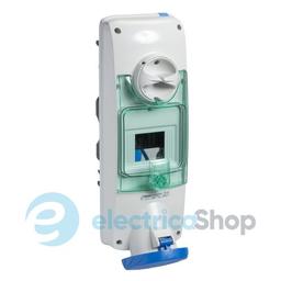 Розетка з блокуванням та DIN-рейкою 63А 2Р+Е, 6г, 250V/AC IP65, SE Kaedra Box PKB63U523