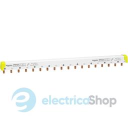 Гребінчаста шина, 3L+N розділена, ширина 18 мм, 18 модулів, 100А Schneider Electric Acti9 A9XPH518