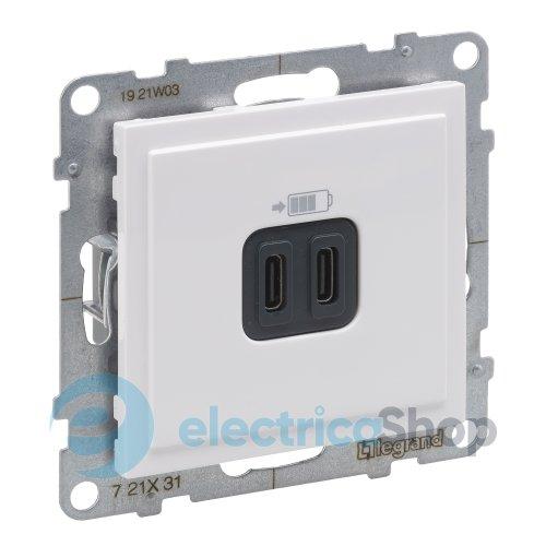 Розетка для заряджання USB С+C 15Вт/5V для серії SUNO Legrand 721131 білий