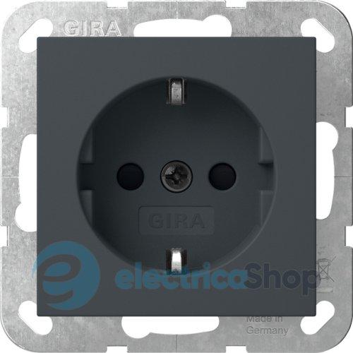 Розетка із з/к, шторки, 16А/250V, без розпірних лапок, System 55 Gira 475528, антрацит