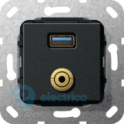 USB 30 A міні-джек розгалужувальний кабель Gira 568710, чорний матовий