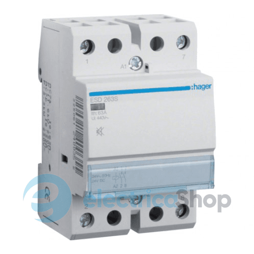 Контактор безшумний 63A, 2Н.В, 230V, Hager ESC263S