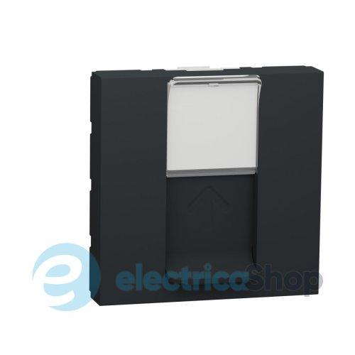 Розетка комп'ютерна, RJ45, одиночна, кат. 5е UTP, 2-мод., Unica New антрацит