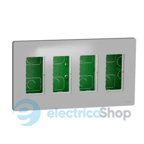 Блок unica system+ прих.вст. 4х2 . Unica New, NU174430, алюміній