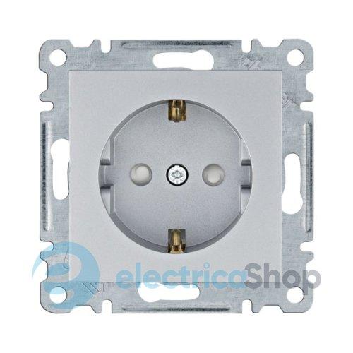 Розетка з з/к з захистом контактів Hager Lumina, срібна, 16А/230В , WL1062