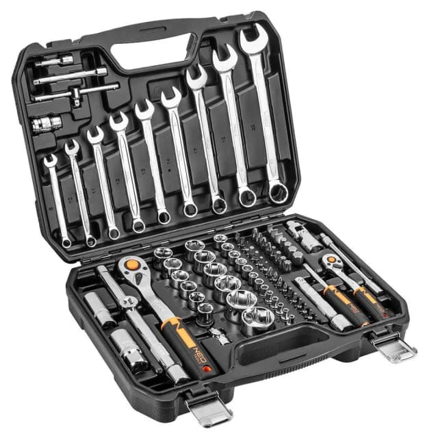Набір інструментів Neo Tools, 1/2", 1/4", CrV, кейс, 82шт