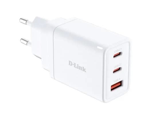 Зарядний пристрій мережевий D-Link DCP-651 65Вт GaN 2хUSB-С, 1xUSB-A, білий