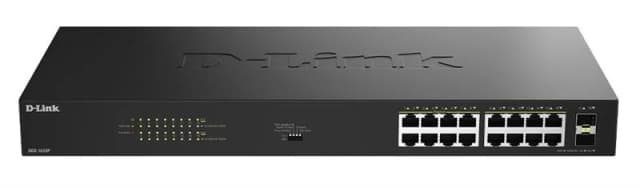 Комутатор D-Link DGS-1018P 16x1GE PoE+, 240Вт, 30Вт/порт, Некерований