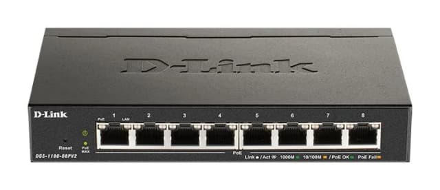 Комутатор D-Link DGS-1100-08PV2 8xGE PoE 64Вт, EasySmart