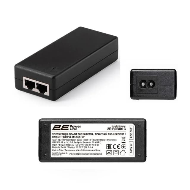 Інжектор PoE 2E PowerLink PSE801G 1xGE, 1xGE PoE, 30Вт
