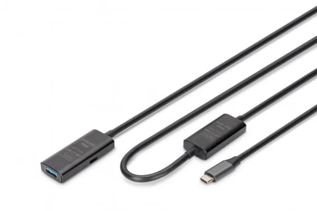 Подовжувач DIGITUS USB 3.2 Gen1 Active Cable 5G, C/M-A/F, 10м, чорний