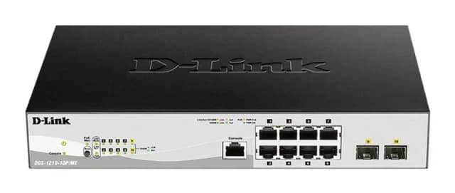 Комутатор D-Link DGS-1210-10P/ME 8x1GE PoE, 2xSFP(1G), Metro Ethernet