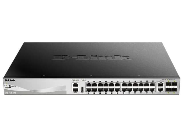 Комутатор D-Link DGS-3130-30PS 24xGE PoE, 2x10GE, 4xSFP+, L3