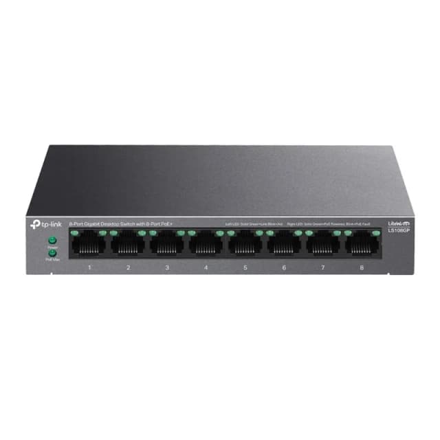 Комутатор TP-LINK LS108GP 8xGE (8xPoE), 62 Вт
