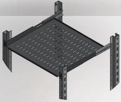 Полиця MIRSAN 19", 1U, регульована 450-540 мм, чорна