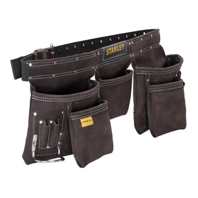 Пояс для інструменту Stanley, 5 відділень, металевий тримач молотка, шкіра