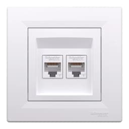 Розетка подвійна комп'ютерна rj45 Schneider Electric, Asfora (білий)