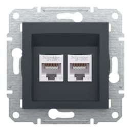 Розетка подвійна комп'ютерна rj45 Schneider Electric, Asfora (антрацит)